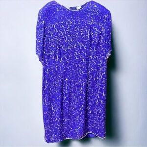 Stenaz Vintage Purple Sequin straight dress size women’s 22 plus gemmed